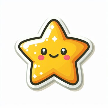 cute illustrated star sticker on white bakground