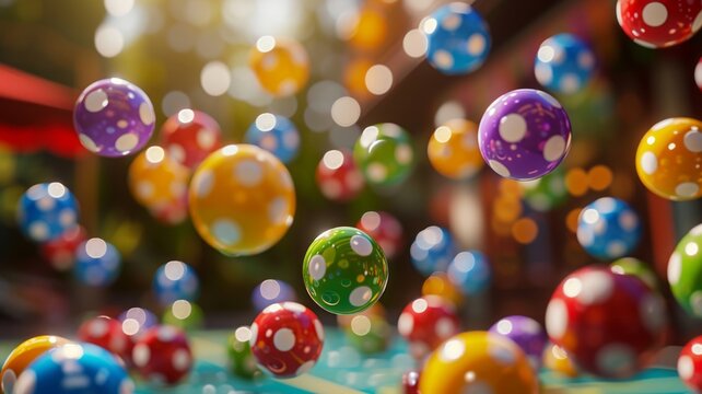 Chance and luck depicted with colorful lottery spheres mid-air
