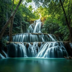 Huai Mae Khamin Waterfall level 7, Khuean Srinagarindra National Park, Kanchanaburi, Thailand