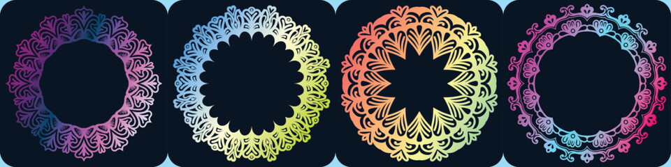 abstract mandala line art frame. wedding illustration graphical elements sheet.