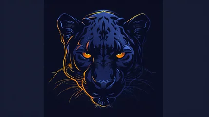 Tuinposter Black Panther face logo © Daniel