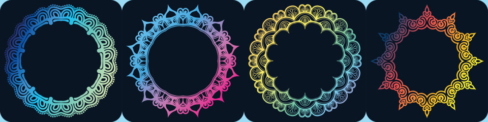 art circle border design, ornamental art frame, mandala circle design.