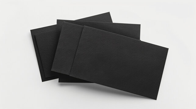 Blank black business cards on a white background. © Daniel