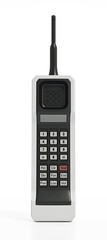 Retro cellphone isolated on white background. 3D illustration