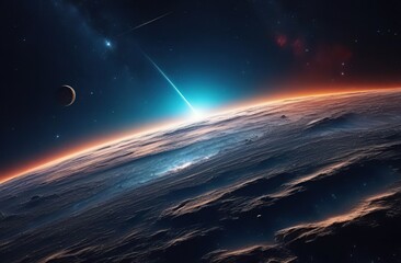 Banner Background of outer star space in galaxy. Astronomy and cosmonaut day concept. Cosmonautics Day. first manned flight into space.