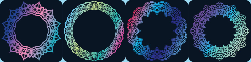 mandala border graphical elements. art border design. mandala circle frame.