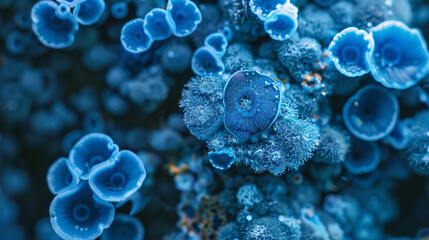 Blue mold background macro view.
