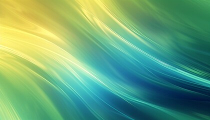Obraz premium A background with blurred lines in green, blue, and yellow hues is presented, featuring minimalistic abstractions, gradient color blends, motion blur panorama, and abstract organic shapes.