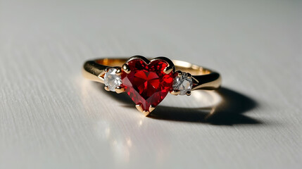 heart shaped red gemstone ring

