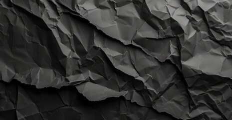 A black rolled paper texture with wrinkles, captured in a matte photo, appearing crumpled.