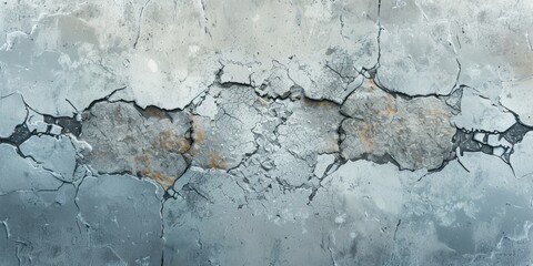 Concrete cracks in a wall floor, featuring richly detailed backgrounds, minimalist ceramics, and rhythmic lines in light gray and light azure hues.