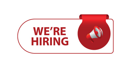 we are hiring sign on white background	