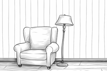printable picture, coloring book with cozy rooms