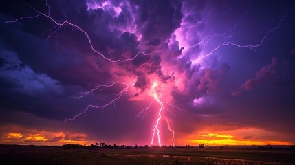 Lightning thunderstorm background.