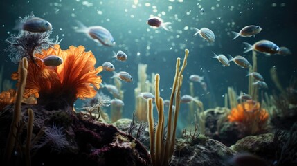An underwater scene with fish and coral. Generative AI. - Powered by Adobe