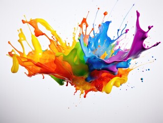 Colorful paint splashes on a white background. Generative AI.