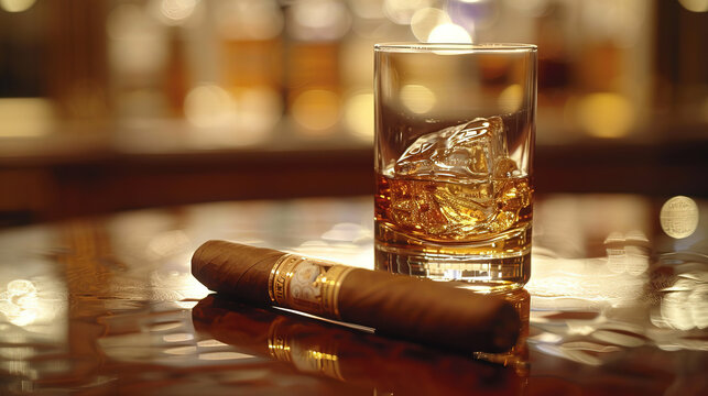 whiskey with a cigar next to it