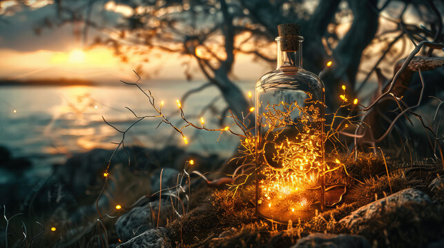 Capture the magic of fireflies in a jar, their soft glow illuminating the evening. A mesmerizing spectacle, a jar of enchantment lighting up your night.