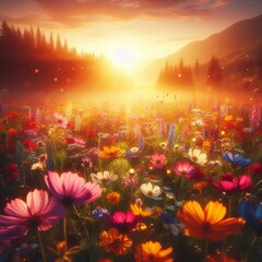 Obraz na płótnie Canvas Meadow Magic: Springtime's Enchanting Floral Meadows