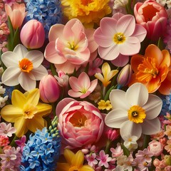 Obraz na płótnie Canvas Spring's Floral Extravaganza: A Riot of Color and Fragranc