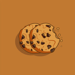 Vector illustration of bitten cookies chocolate chip 