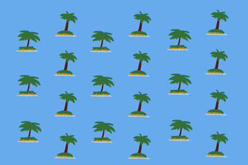 Island pattern sea sand sun coconut trees