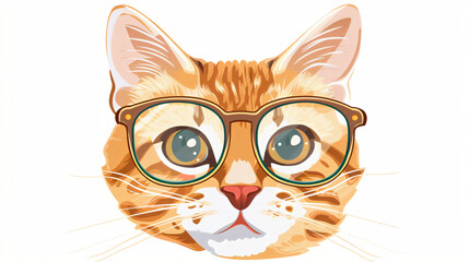 Cat wearing glasses clipart