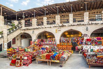 View at the Carpet market in the street of Souq Waqif in Doha, Qatar - 738550843