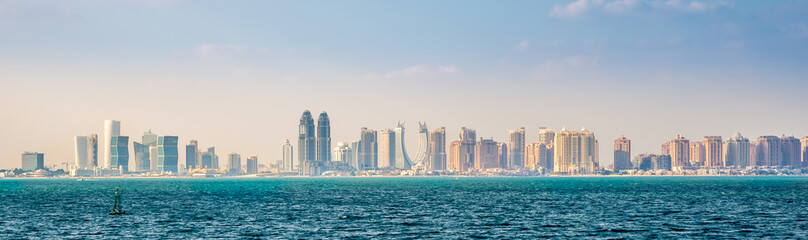 Panoramic view at the Doha Skyline in Qatar