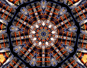  toolbox kaleidoscope,  abstract composition of geometric figures forming a kaleidoscopic arrangement,