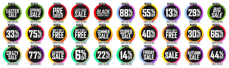 Obraz premium Set Sale banners design template, discount tags, vector illustration