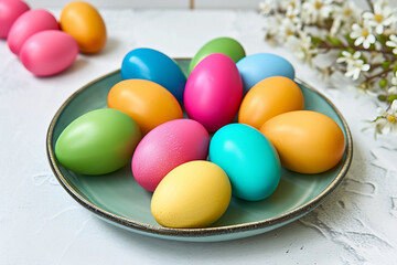 Fototapeta na wymiar Colorful, Bright Easter Eggs