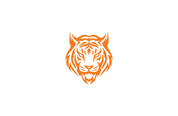 Vector tiger head mascot logo in premium luxury orange palette illustration design concept