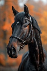 Obraz premium A Deep Blue Blur accentuates the Strength in a Noble Stallion's Profile