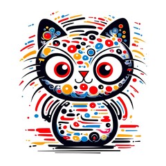 colorful creative cat art for t-shirt design 
