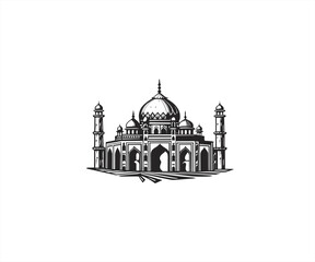 handrawn mosque logo design template