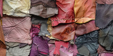 Scraps Of Leather And Fabric Carelessly Stitched Between Your Background Wallpaper Created Using Artificial Intelligence