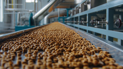 Factory of dog and cat feed dry food production pelleted animal feed, Pet food industry