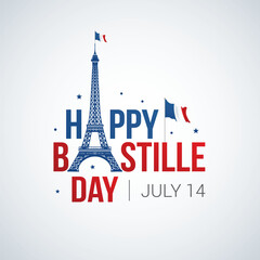 Fototapeta na wymiar Happy Bastille Day Vector Illustration. France national day design concept with flat style vector illustration. Suitable for greeting card, poster and banner. Suitable for business asset design 