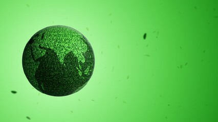 Green Earth with Falling Leaves, Sustainable Earth Concept