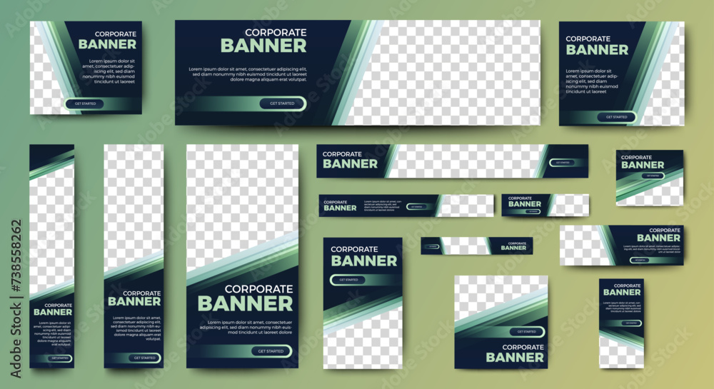Aufkleber set of promotion kit banner template design with modern and minimalist concept user for web page, ad