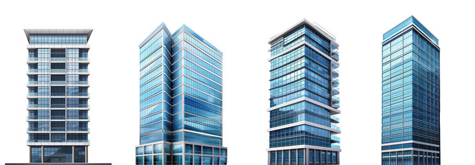 Tall office building realistic image on transparency background PNG - Powered by Adobe