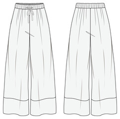 Women’s Pajamas pant, Sleep wear, Fashion Flat Sketch Vector Illustration, CAD, Technical Drawing, Flat Drawing, Template, Mockup. © Nessa Fashion Flats
