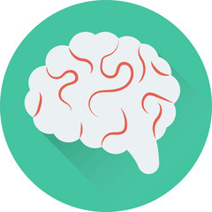 An icon of human brain flat round design 