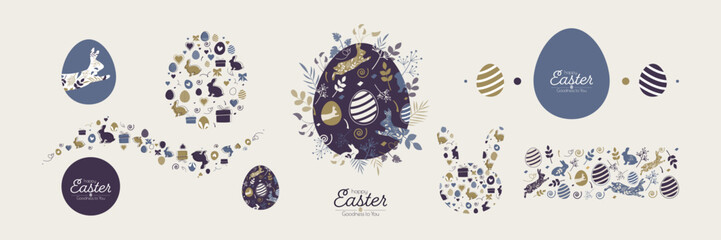 Easter set. Modern minimal design in pastel colors.