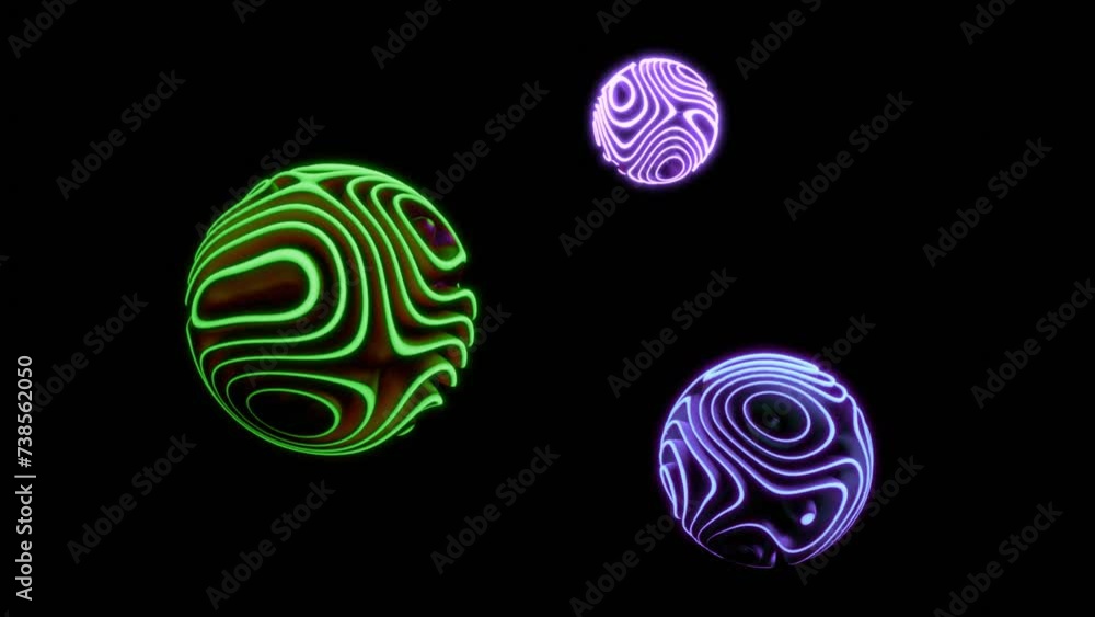 Fototapete ultra hd 4k video animation of three sphere shape 3d render colorful gradient abstract object textur