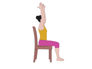 Women doing Seated Mountain pose illustration on chair