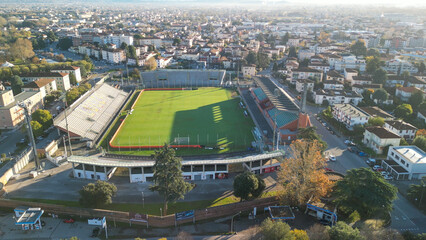 Aerial view of Porta Elisa Soccer Stadium in Lucca, Tuscany - Italy