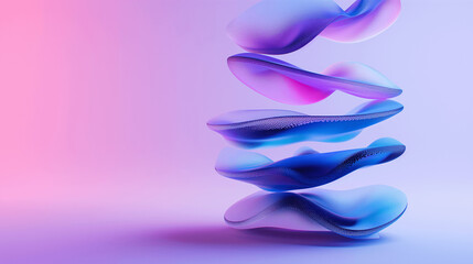 Abstract Twisted Ribbon Sculptures in Pastel Gradient