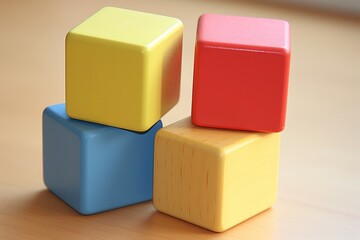 Fototapeta premium Vibrant colorful wooden blocks background - ideal for design and educational projects